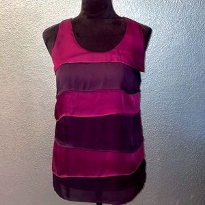 Striped purple layered ruffle tunic tank